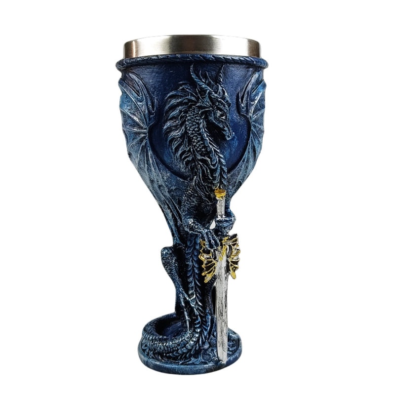 Retro Chinoiserie Dragon Stainless Steel Wine Glass Single Piece|Drinkware & Bar Accessories
