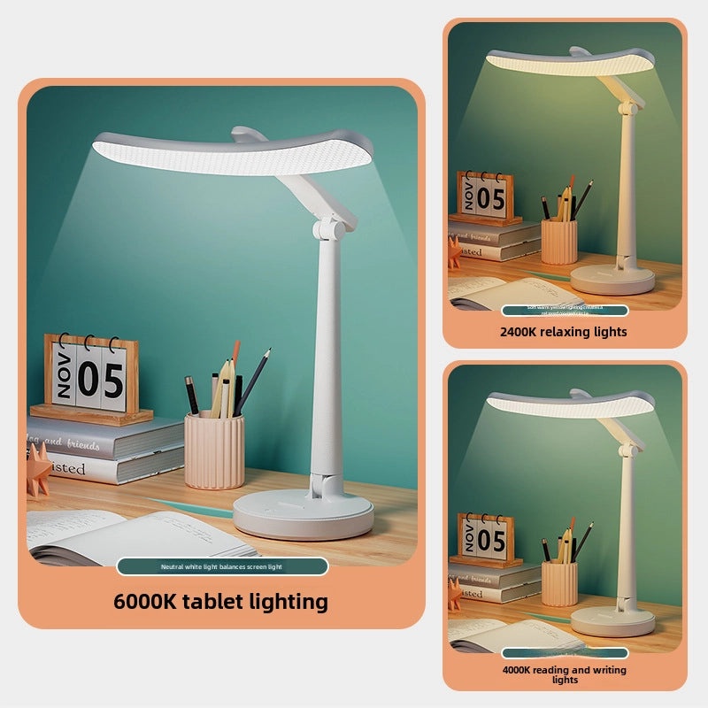 Eye Protection LED Desk Lamp for Study Dormitory Charging Plug-in Dual-use Foldable Bedside Night Light|Desk Lamps