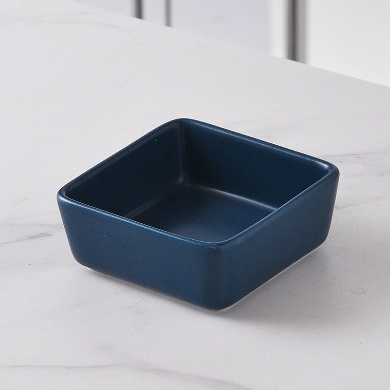 Nordic Ceramic Square Snack Bowl with Bamboo Wooden Tray | Kitchenware & Dining Accessories