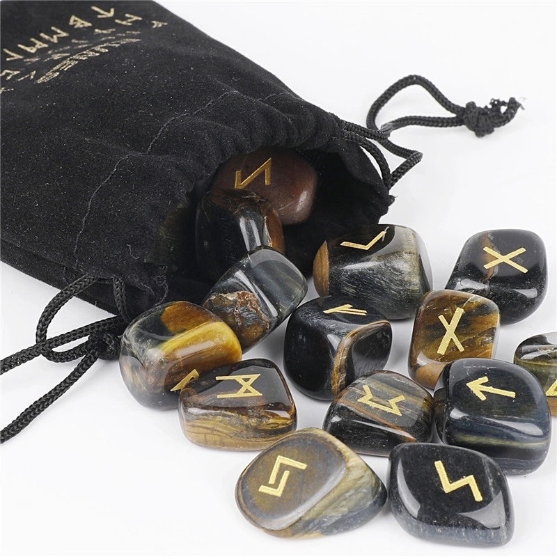 25 Natural Crystal Rune Stones Set Amorphous Spiritual Ornaments|Spiritual Healing Jewelry