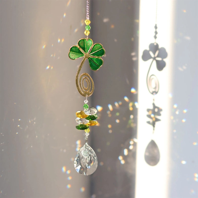 Sunflower Four Leaf Clover Ginkgo Leaf Crystal Pendant Wall Art for Casual Home Decor|Wall Art