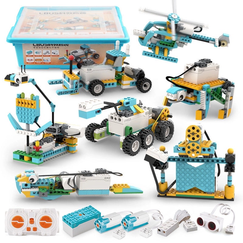 Electric Programming Robot Compatible with 9686 Small Particle Building Blocks | Educational STEM Robotics Kits