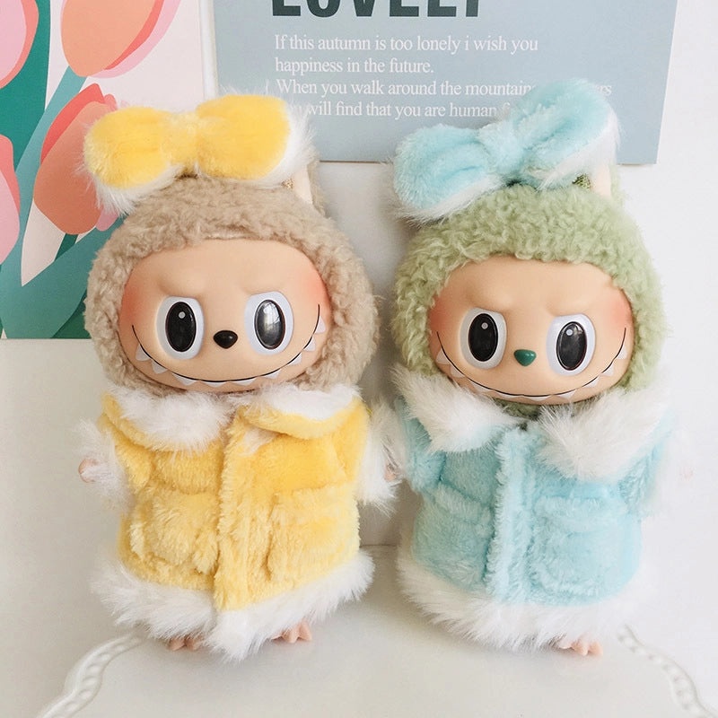 17cm Plush Doll Clothes Set Vinyl Rab Cloth Coat and Skirt Outfit Accessories|Doll Clothing & Accessories