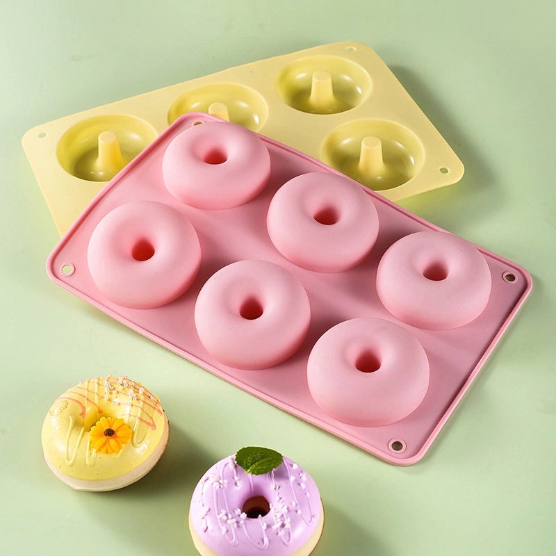 6-Piece Food-Grade Silicone Donut Mold Set for Baking Macarons and Cookies|Bakeware & Baking Tools