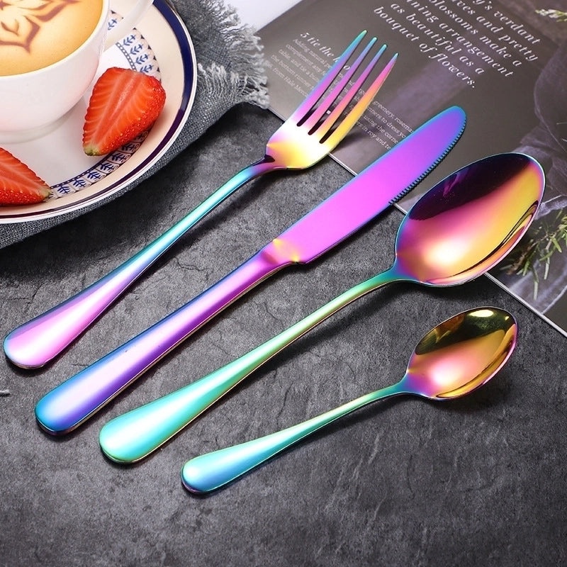 Stylish Solid Color Stainless Steel Cutlery Set 4 Pieces|Tableware & Dining Accessories