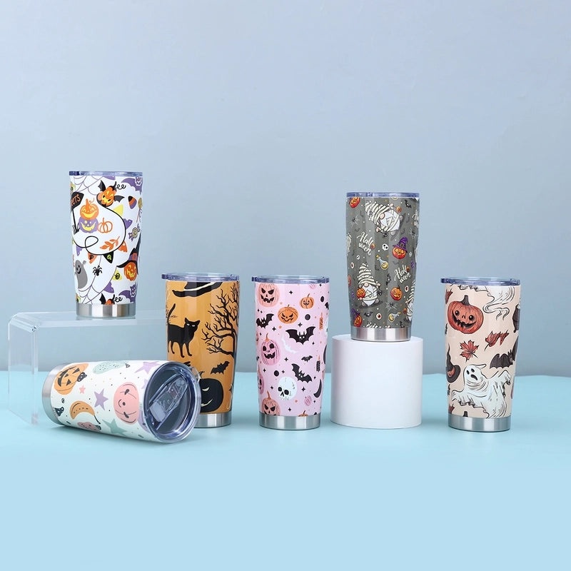 Halloween Pumpkin Bat Skull Stainless Steel Water Bottle 500ml | Halloween Accessories