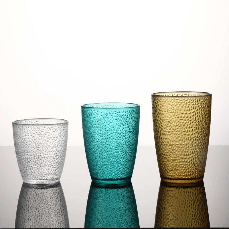 Colorful Vertical Pattern Transparent Acrylic Cup High Temperature Resistant Plastic Raindrop Design|Kitchen & Dining