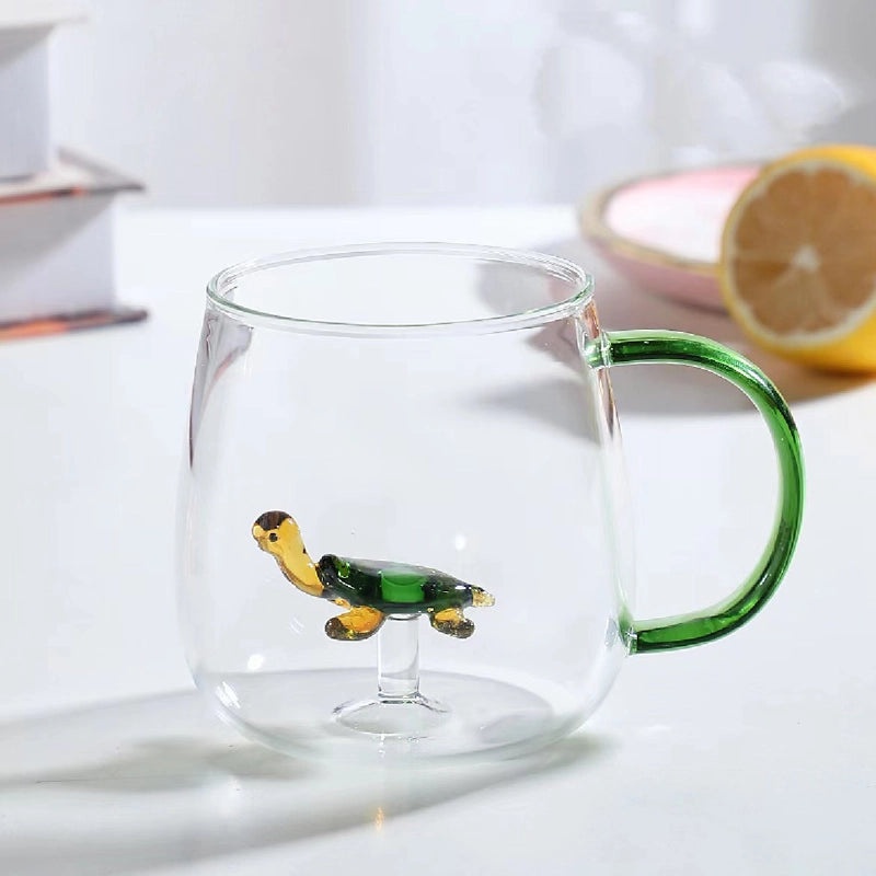 3D Animal Shape Glass Cup with Colorful Handle|Kitchen & Dining