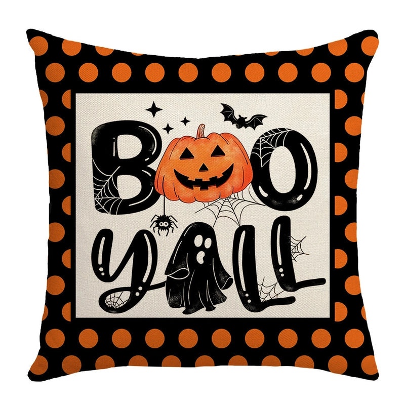 Halloween Minimalist Pumpkin Ghost Linen Pillow Covers for Couch Sofa Decor | Home Decor Pillows