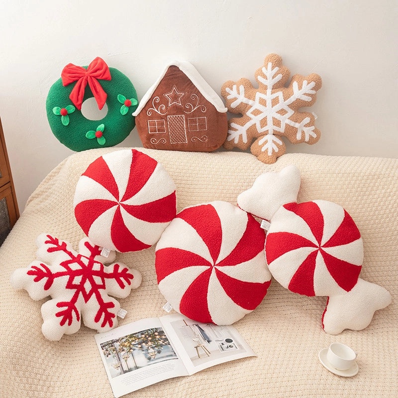 Christmas Plush Toys Snowflake Wreath Stuffed Animals Soft PP Cotton Decorations|Holiday Plush Toys