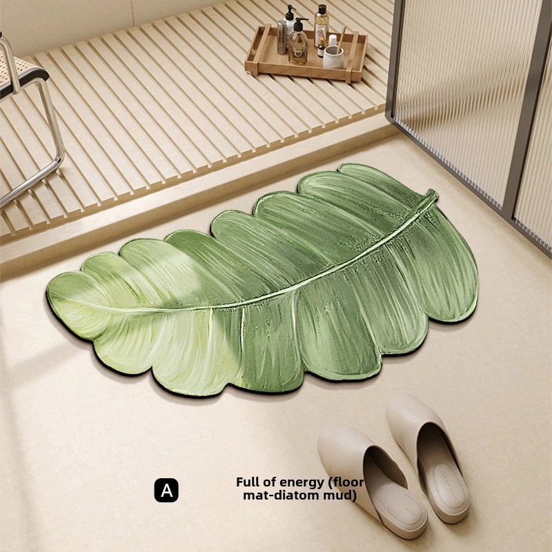 Green Plant Bathroom Foot Mat Water Absorbent Diatom Mud Floor Mat Household Door Rug|Home & Living - Bath Accessories