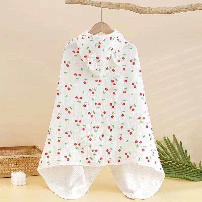 Children's Cotton Hooded Bath Towel Poncho Soft Four-Layer Gauze Baby Wearable Cloak Marshmallow | Baby Bath & Swim Towels