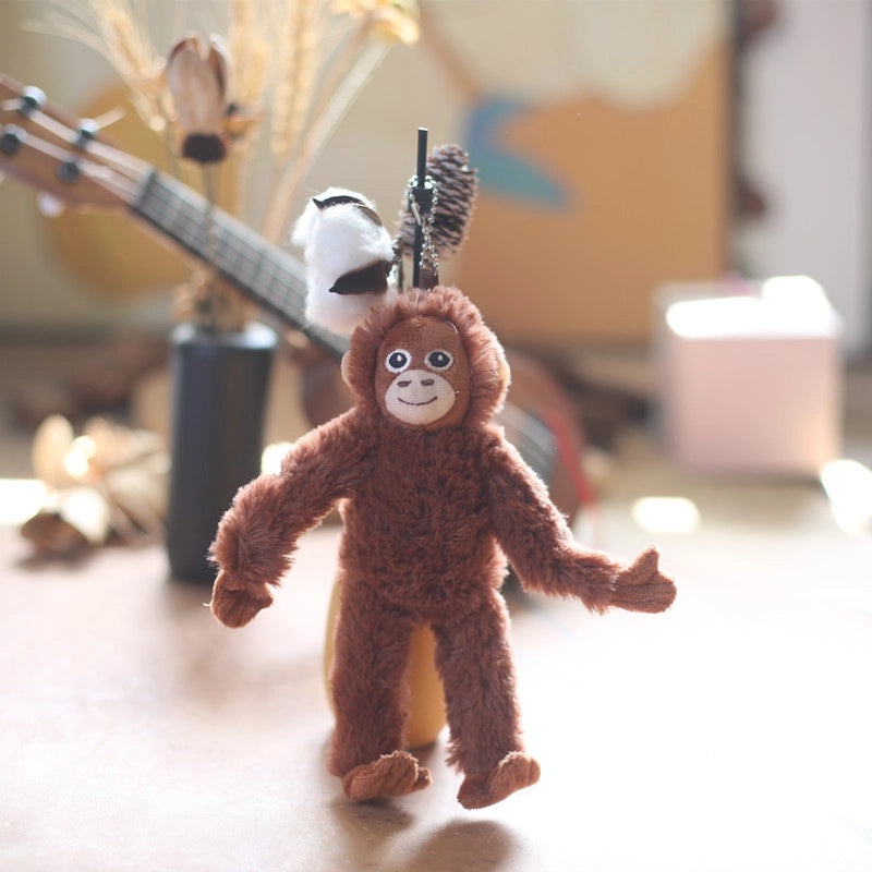 Cute Monkey Plush Keychain Bag Pendant Soft Doll Orangutan Toy Trendy TikTok Accessory|Keychain & Bag Accessories