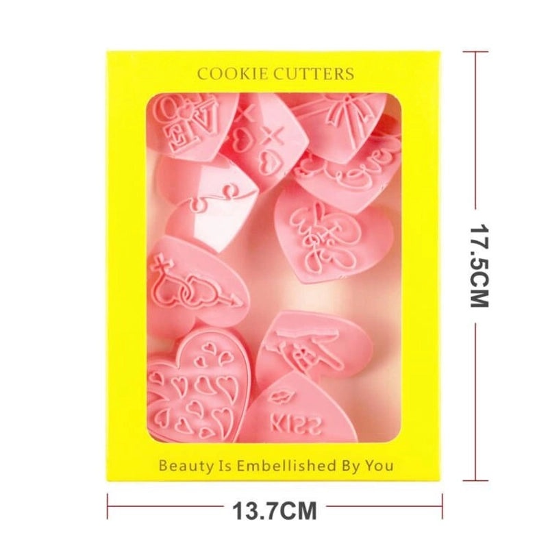 Valentine's Day Heart-Shaped Plastic Bakeware Set 10 Pieces | Kitchen & Dining