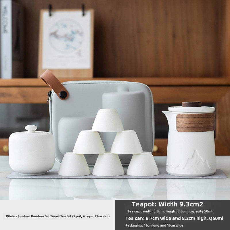 Portable Travel Tea Set | One Pot Three Cups | Complete Kung Fu Tea Set for Outdoor & Business Gift | Tea Accessories