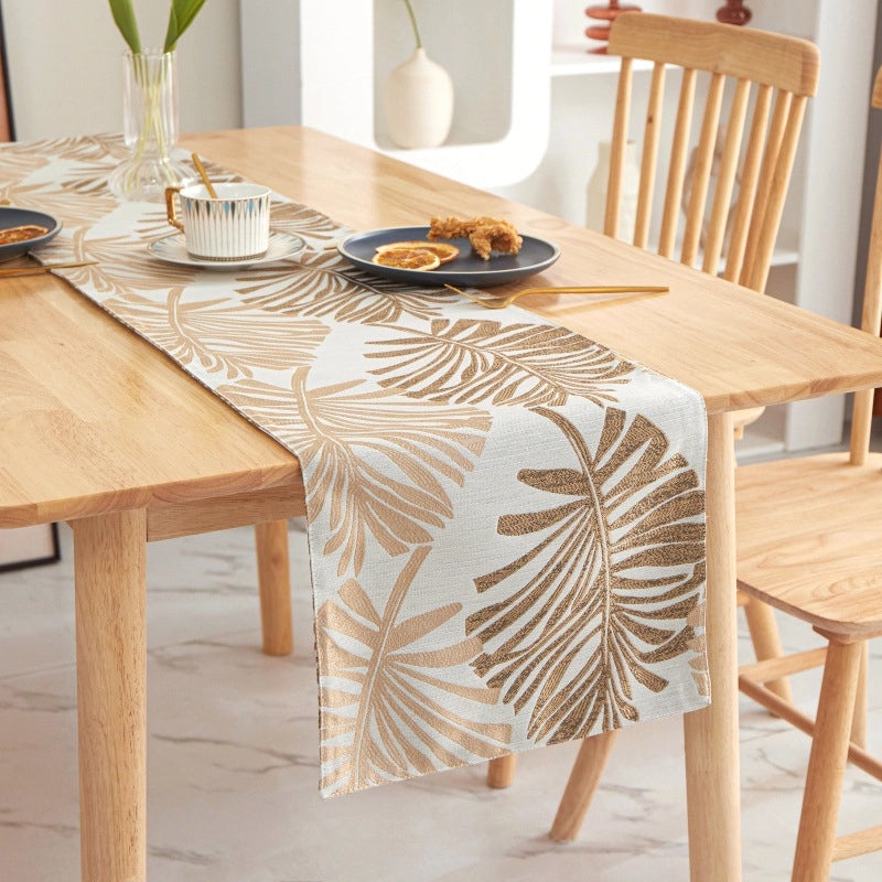 Elegant Minimalist Leaf Design Polyester Tablecloth for Casual and Formal Dining|Table Linens & Covers