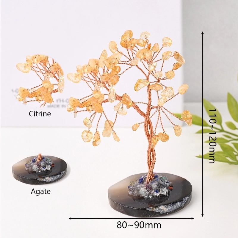 Handmade Minimalist Tree Ornament with Natural Stones and Copper Wire | Home Decor & Handmade Jewelry