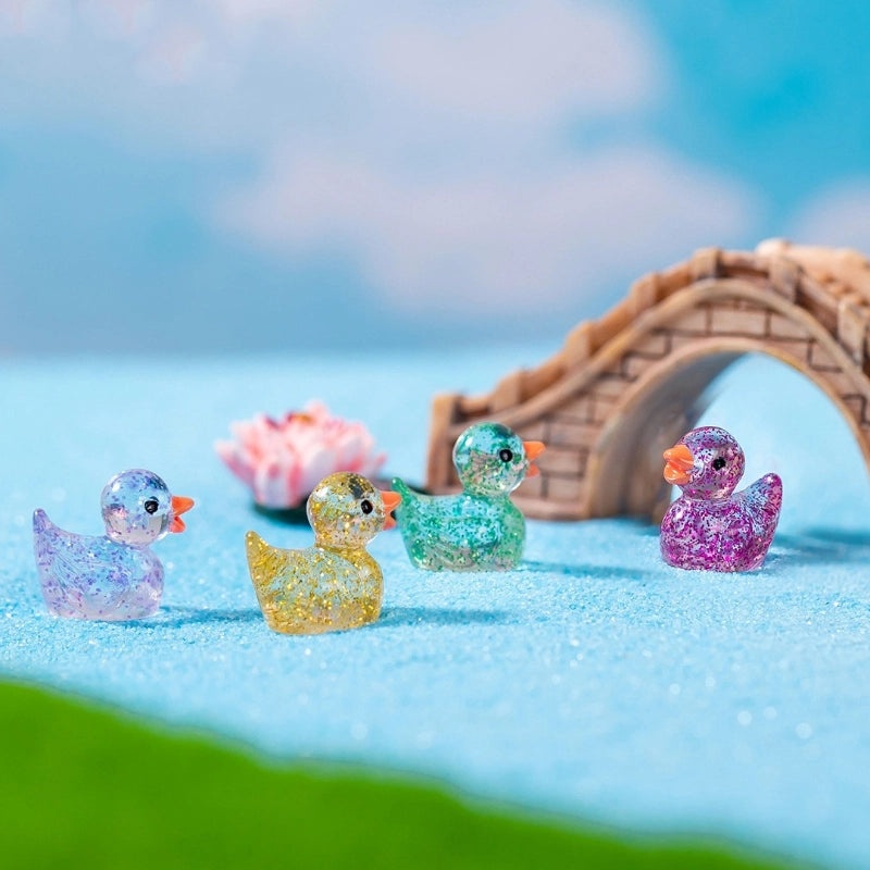 100 Pcs Cute Cartoon Duck Resin Mini Ornaments for Crafts and Home Decor|Home Decor & Craft Supplies