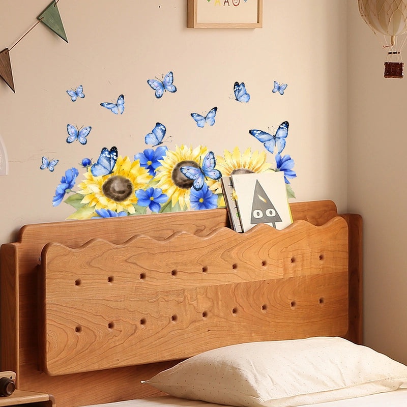 Sunflower and Butterfly PVC Wall Decal for Home Decor|Wall Stickers