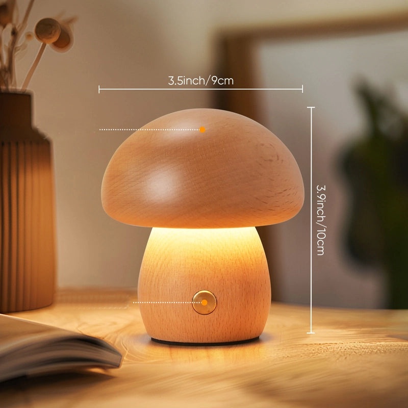 Whimsical Mushroom Wooden Lamp Ornament|Home Decor & Lighting Accessories