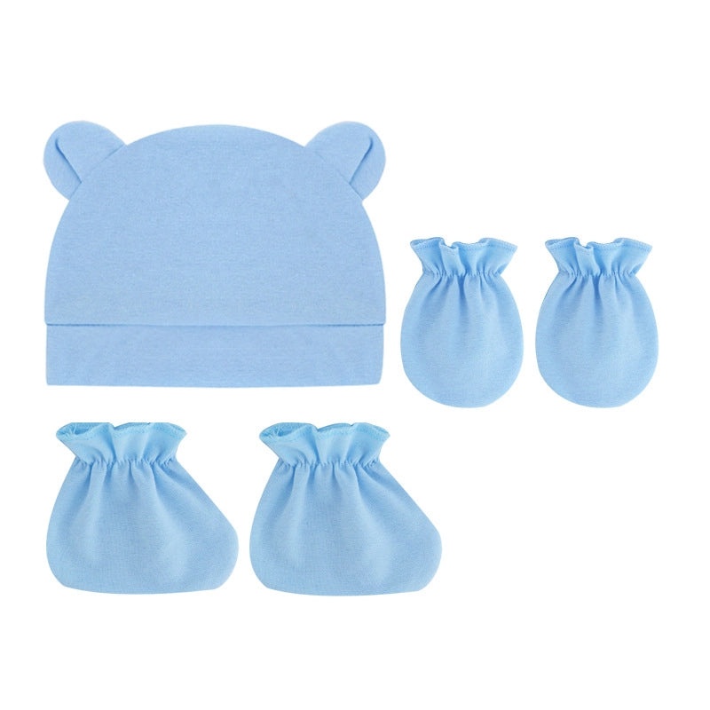Newborn Baby 3 Piece Set Solid Color Hat Gloves and Foot Cover 0-3 Months|Baby Accessories