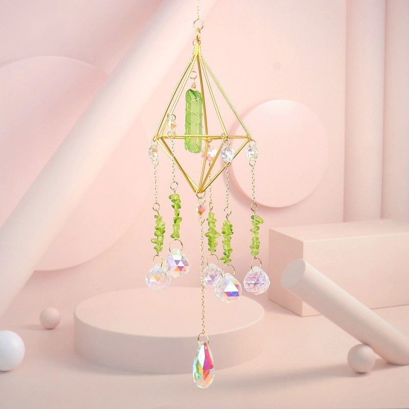 Minimalist Geometric Crystal Agate Suncatcher Wall Hanging | Home Decor