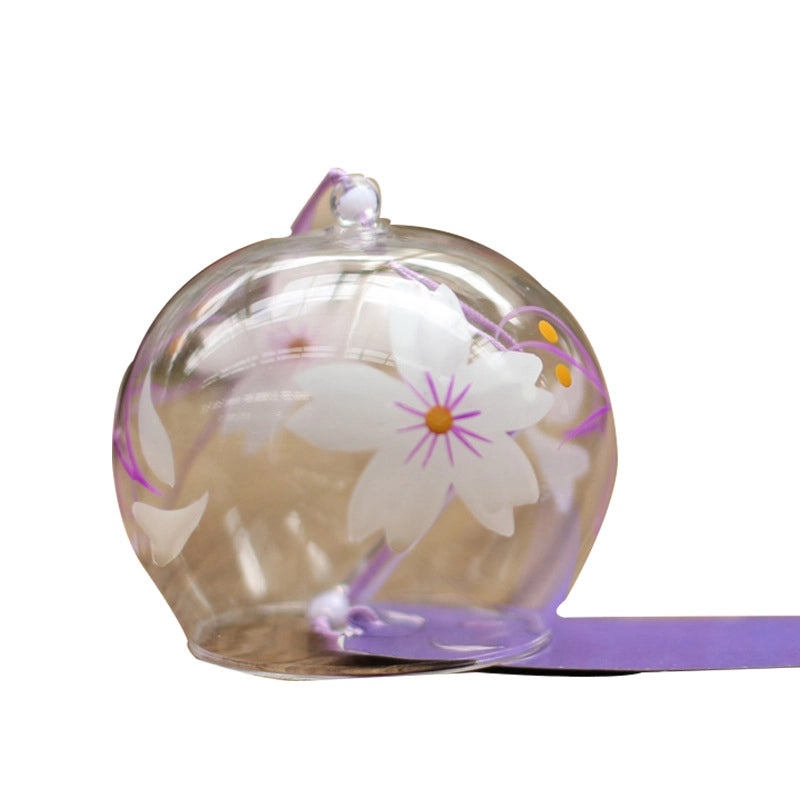 Handmade Painted Glass Pendant with Creative Pattern Wind Chimes Japanese Craft Style | Home Decor & Crafts