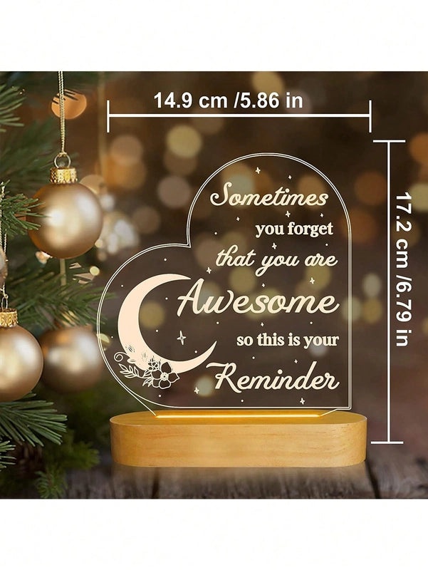 Modern Letter Heart Shape Acrylic Night Light | Home Decor & Lighting Accessories