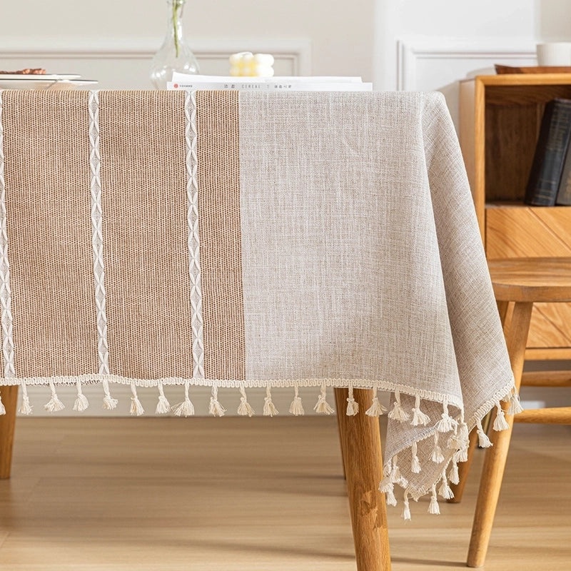 Striped Polyester Tablecloth for Casual Vacation Use | Home Decor & Table Linens