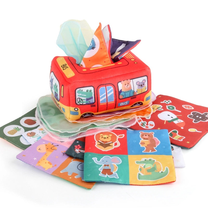 Baby Educational Simulation Cloth Book Toy with Digital Traffic Design and Ringing Tissue Box for Christmas|Baby Early Education Toys