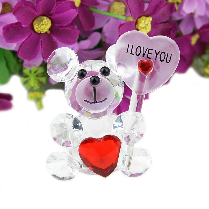 Minimalist Bear Crystal Ornament for Valentine's Day | Home Decor & Gifts