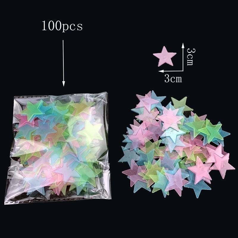 3-8cm Glow in the Dark Star and Moon Wall Stickers for Kids' Rooms, Fluorescent 3D Decorative Decals|Home Decor & Wall Art