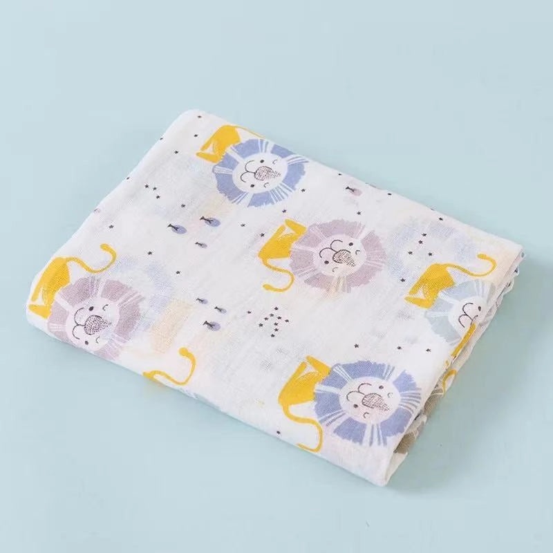 Double-layer Cotton Gauze Baby Swaddle Blanket Printed Bath Towel Sunshade Cart Cover|Baby Care Accessories
