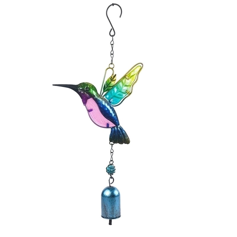 Bird Design Glass and Iron Wall Hanging Wind Chime | Home Decor & Garden Ornaments