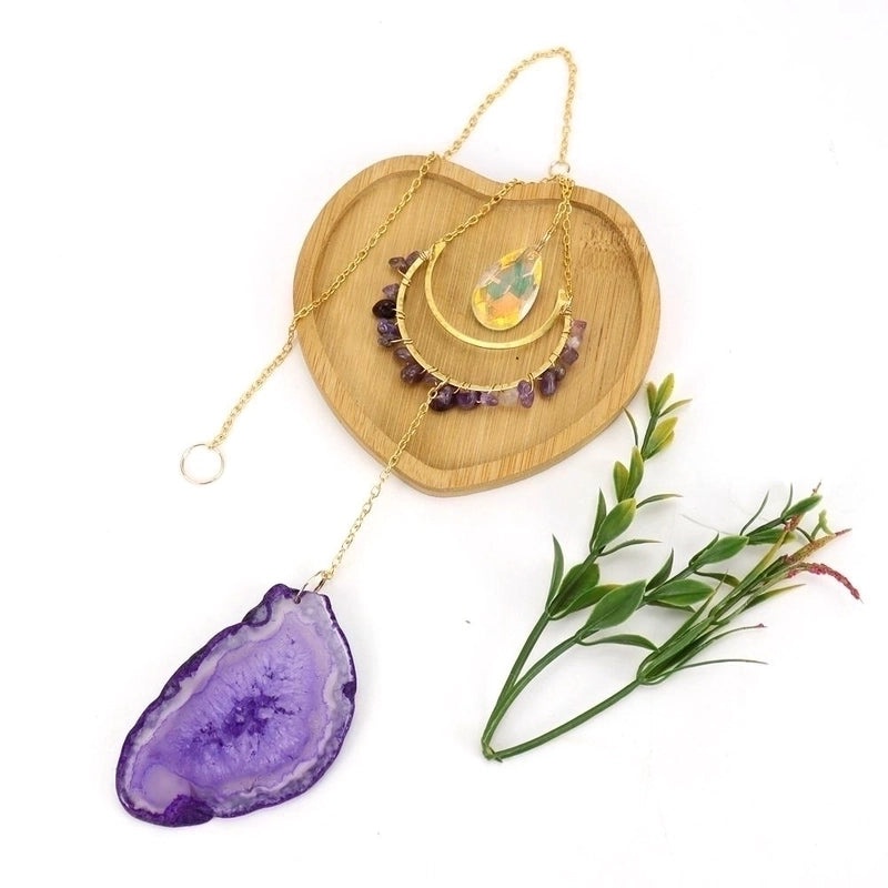 Geometric Agate Copper Suncatcher Wind Chime Modern Metal Wall Decor|Home Decor & Wall Art