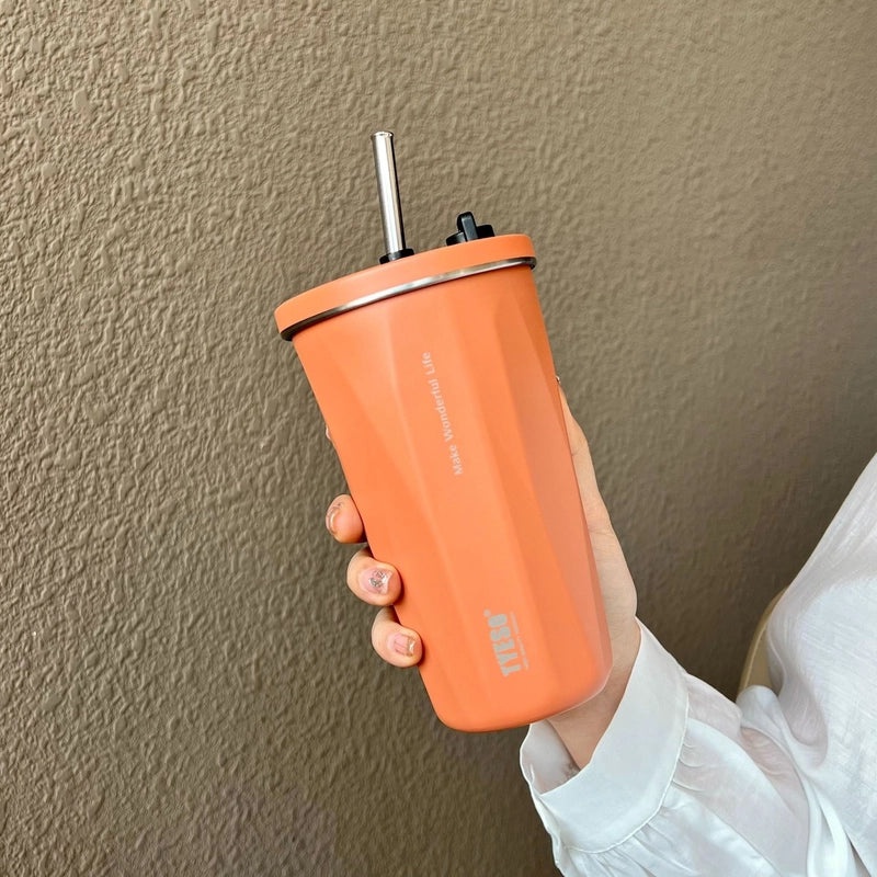 TYESO Taishuo Stainless Steel Insulated Coffee Cup with Straw and Ice Holder | Drinkware & Thermoses