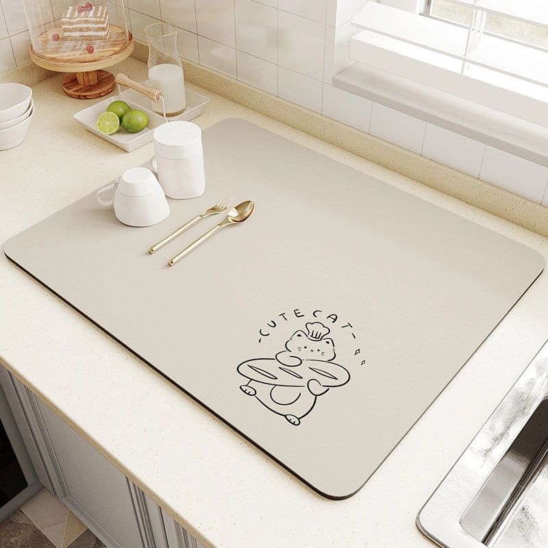 Cartoon Kitchen Table Diatom Mud Absorbent Mat Anti-Scald Insulation Wear-Resistant Draining Mat|Kitchen & Dining Accessories