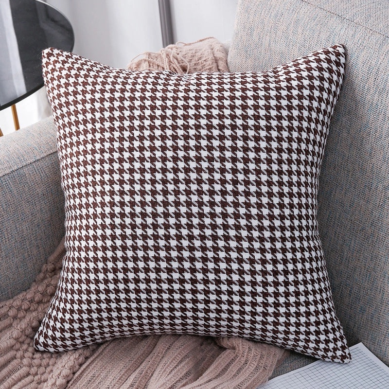 Light Luxury Houndstooth Linen Pillowcase | Home Decor & Pillows
