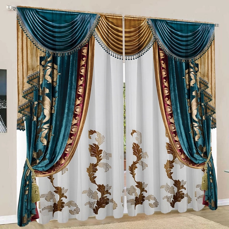 2pcs European Style 3D Digital Printed Curtains Set|Home Decor Curtains