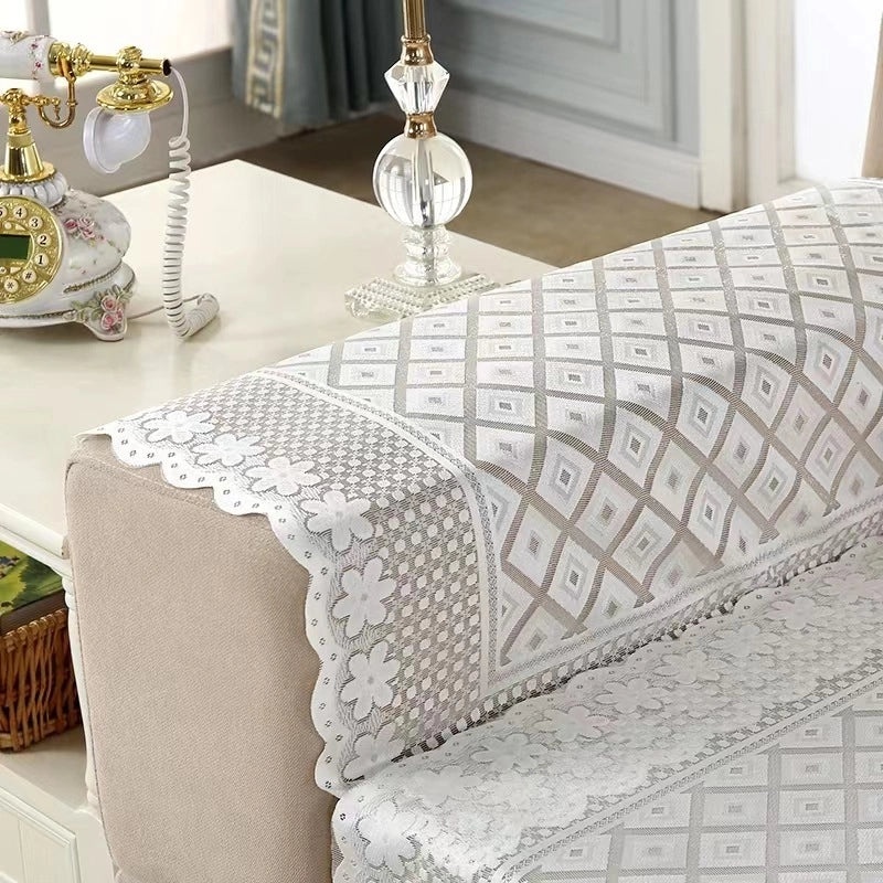 Thickened Lace Tablecloth Non-slip Square Sofa Cover Multi-functional Knitted Chiffon Towel|家居纺织品