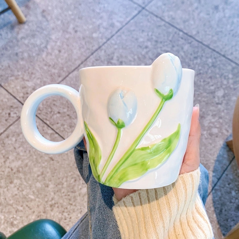 Elegant Tulip Ceramic Mug High-Quality Tea Cup Office Water Cup Perfect Gift for Events|Home & Kitchen > Drinkware > Mugs