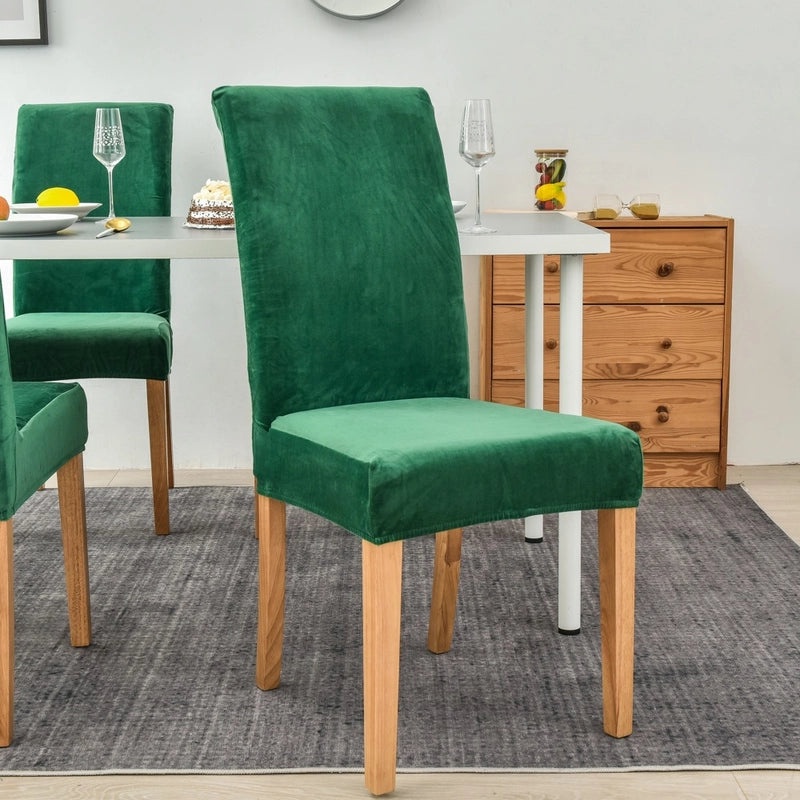 Gold Velvet Plush Chair Cover Elastic Slipcover for Dining Computer Seat Home Hotel Use|Home Decor Chair Covers