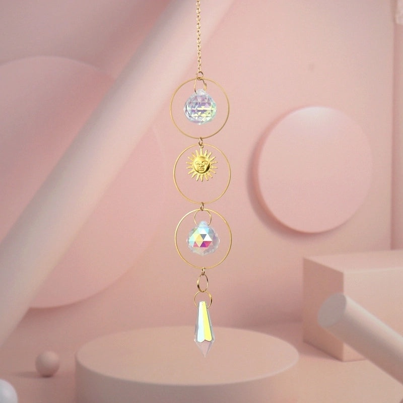 Stylish Sun and Moon Metal Pendant with Artificial Crystals|Jewelry & Accessories