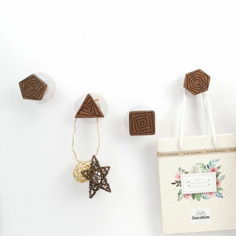 Vintage Geometric Triangle and Quadrilateral Wooden Wall Hooks for Bathroom Organization|Home & Kitchen Storage & Organization