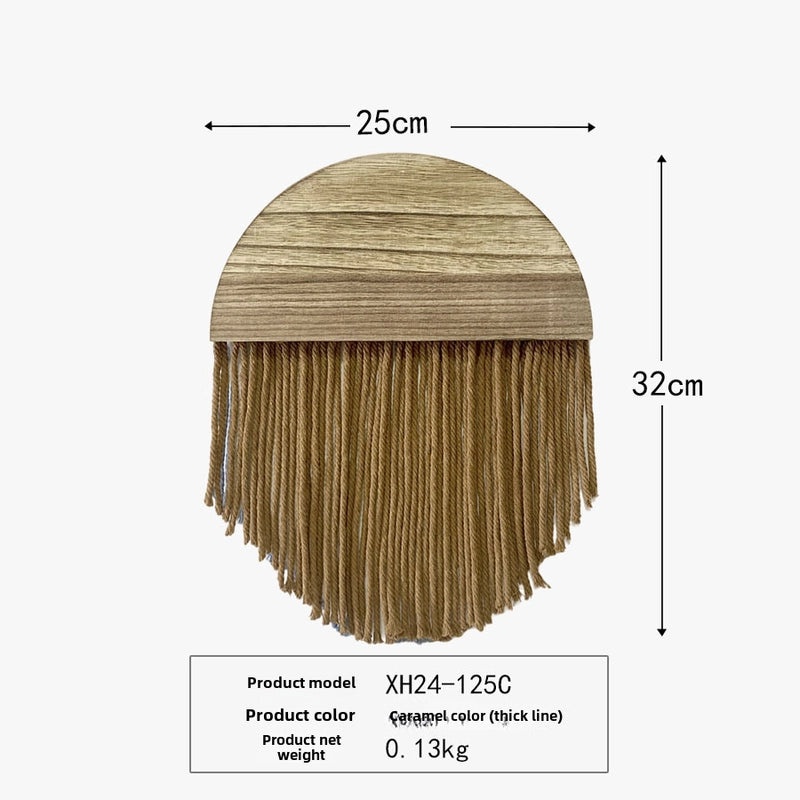 Bohemian Cotton Tassel Wall Hanging Handmade Nordic Tapestry Semicircle Solid Wood Decoration|Home Decor