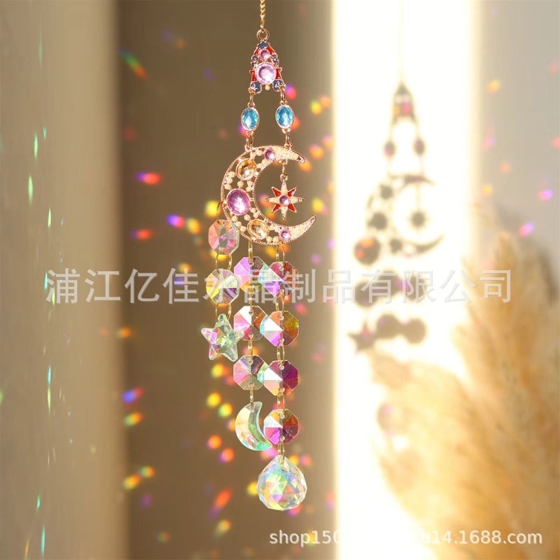 Colorful Crystal Sun Moon Stars Heart Pendant Wind Chime for Home Decoration | Home Decor & Accessories