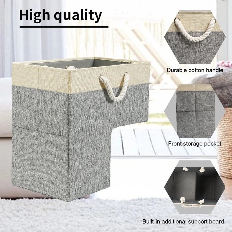 Creative Portable Stair Basket with Two-Tone Stitching Cotton Rope Handle | Home Storage & Organization