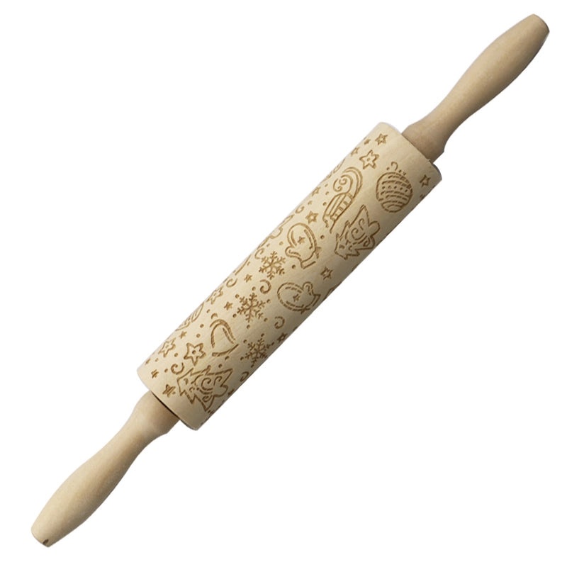 Christmas Elk Cartoon Rolling Pin Ethnic Style Theaceae Muhe | Kitchen Utensils & Baking Tools
