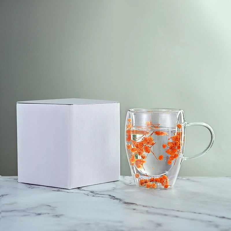 Floral Borosilicate Glass Mug for Vacation & Everyday Use | Drinkware & Mugs