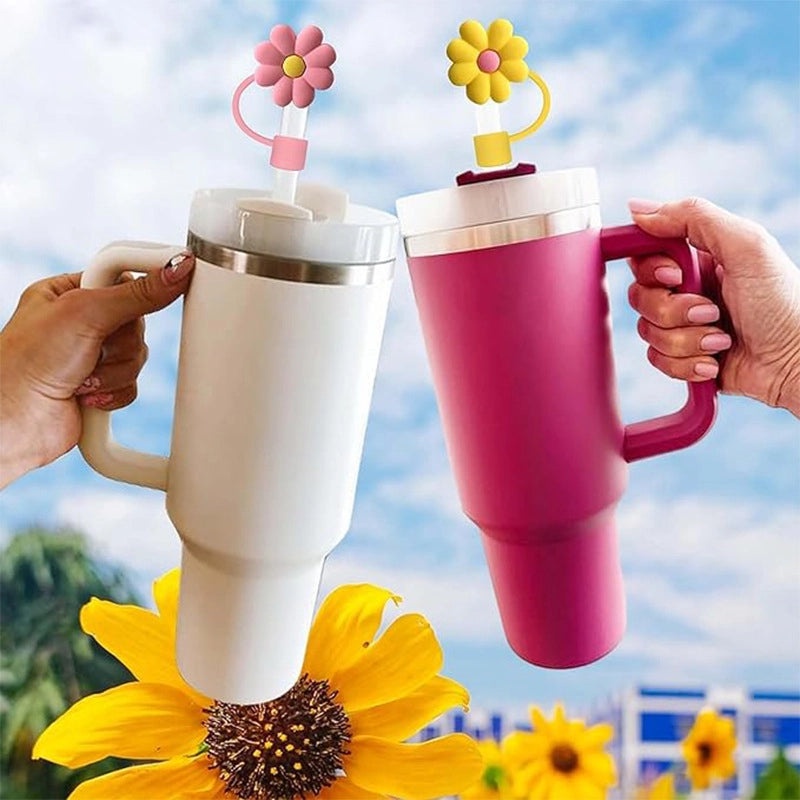Adorable Floral Silicone Straw Cap 1pc | Drinkware Accessories